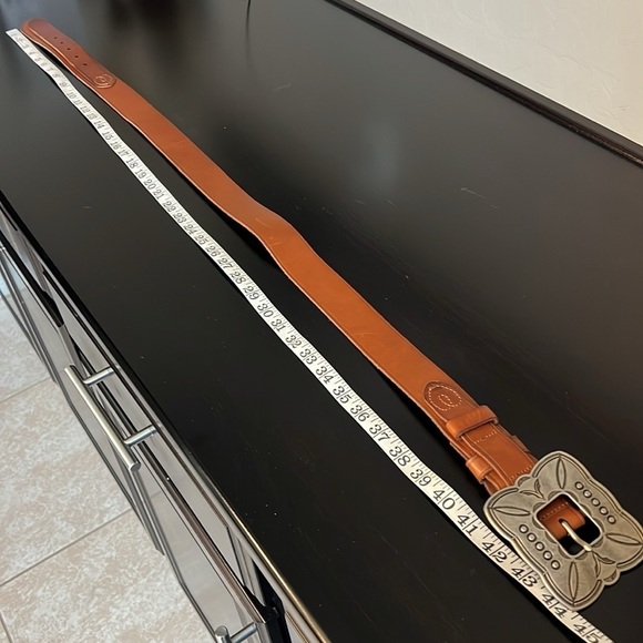 Brown Leather Belt with Silver Buckle - Picture 8 of 14